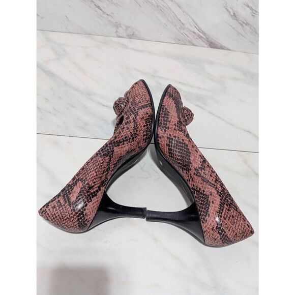 Franco Sarto Women's Pink Cobra Faux Snake Skin Pattern Peep Toe Pump Heels Size - Picture 5 of 8